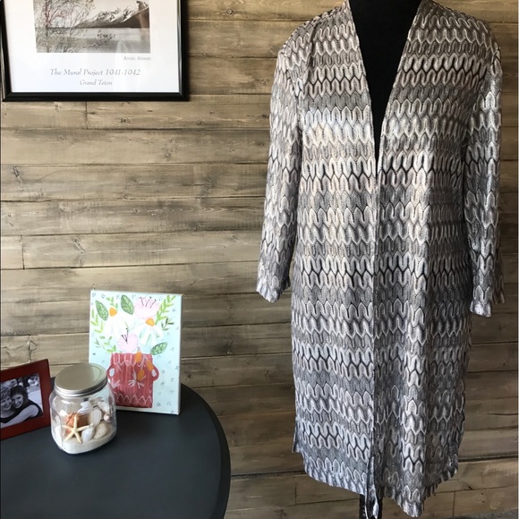 Chico’s/Travelers Chevron Jacket Standstead Gray - Picture 1 of 7